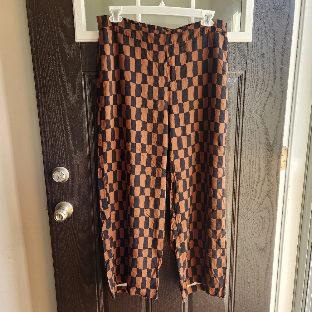 Old Navy Extra High Rise Playa Wide Leg Pants Brown And Black Size XL